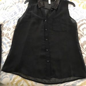 Ambiance Apparel, sheer see through shirt, Large